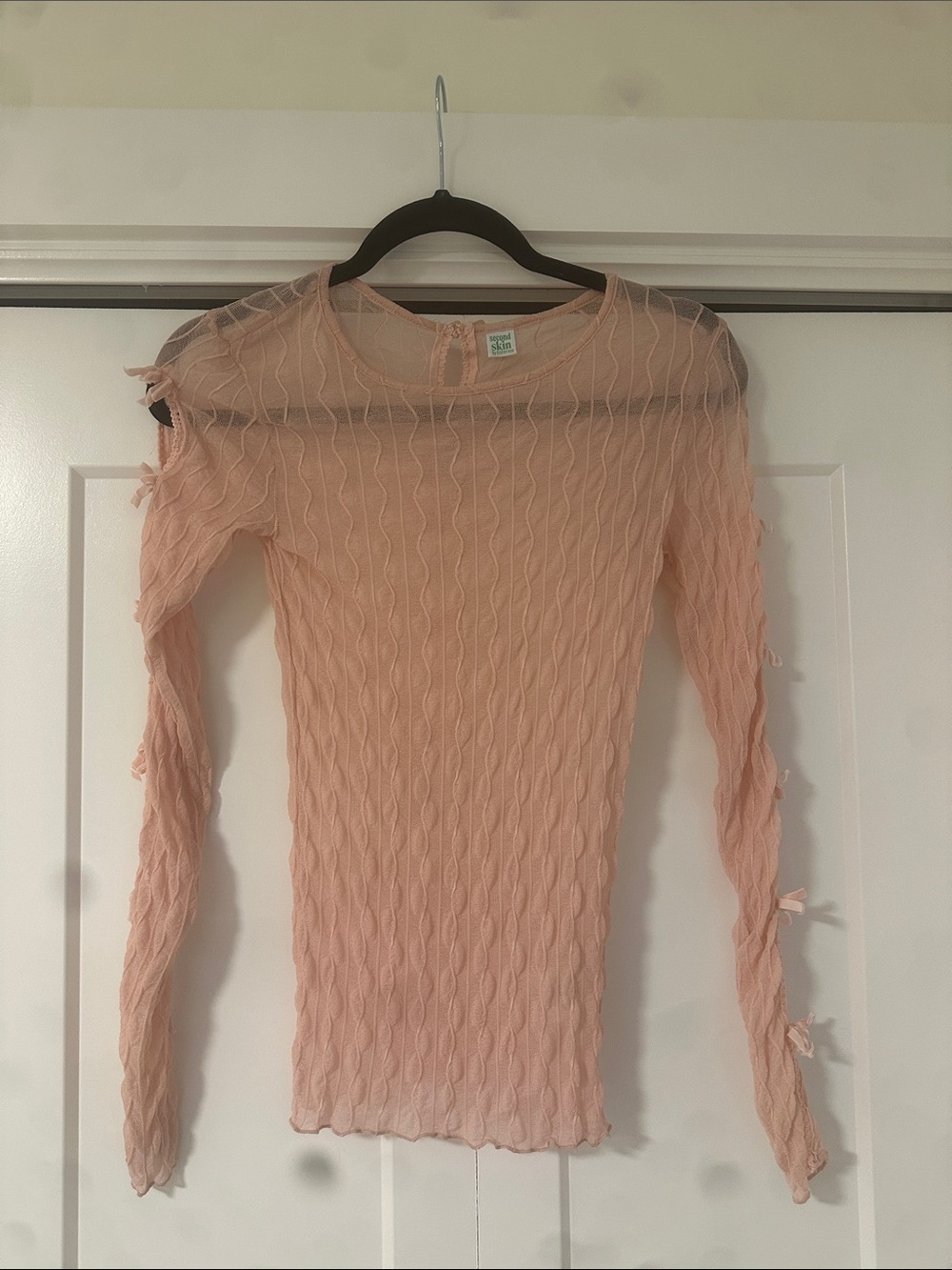 KITH Light Pink Sheer Ribbed Long Sleeve Top